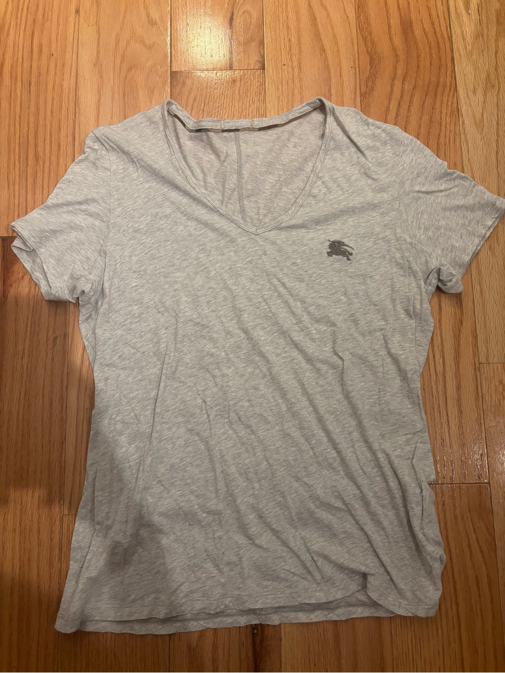 Burberry Light Gray V-Neck Women's Tee - Casual Everyday Top